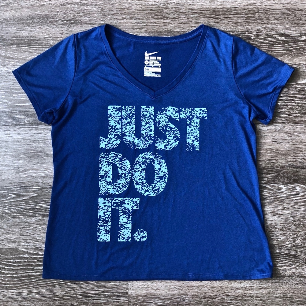 NEW NIKE Just Do It Blue Dri - Fit T - Shirt